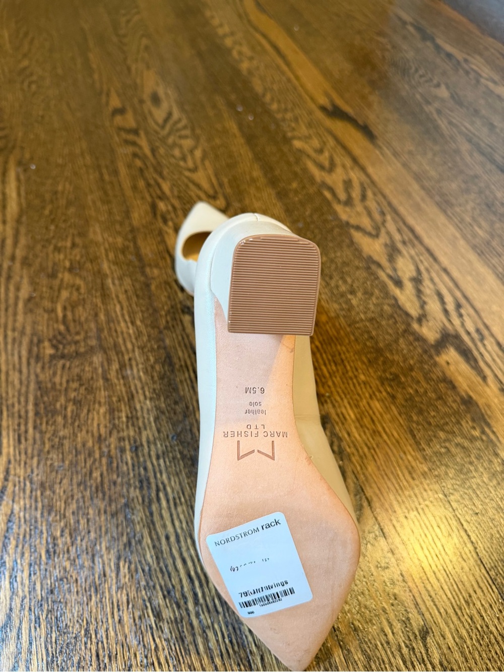 Marc Fisher Cream Pointed-Toe Block Heel Pump